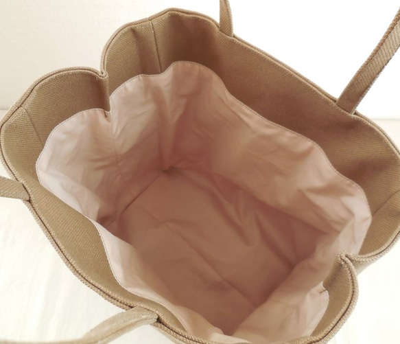 帆布 紙袋バッグ オリーブベージュ 5枚目の画像