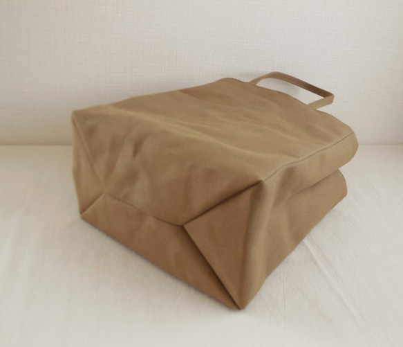 帆布 紙袋バッグ オリーブベージュ 3枚目の画像