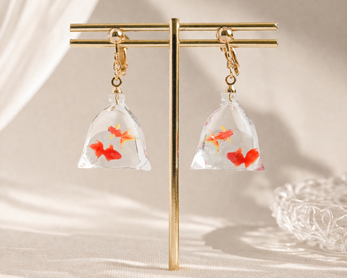 数量限定】金魚すくい ピアス イヤリング 浴衣 夏祭り イヤリング