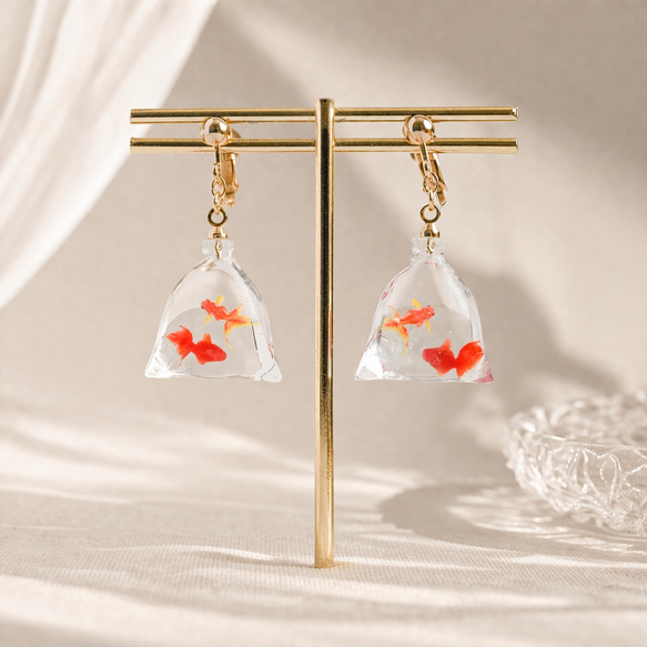 数量限定】金魚すくい ピアス イヤリング 浴衣 夏祭り イヤリング