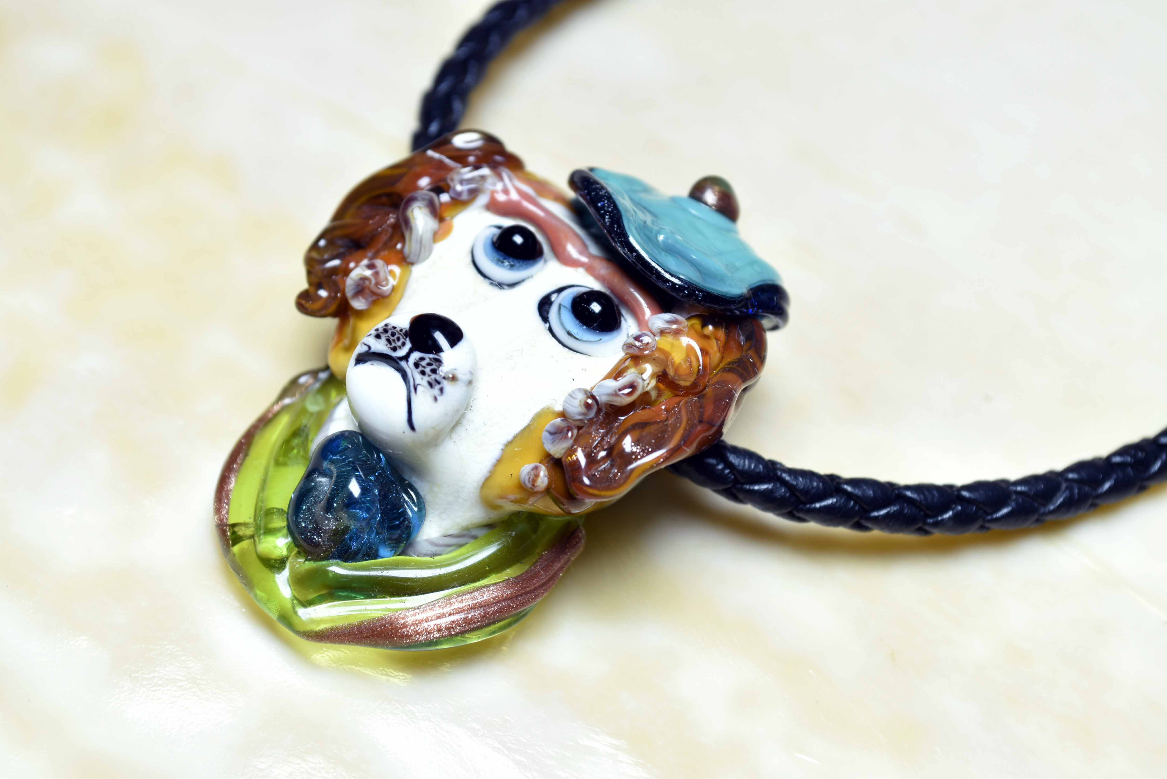 犬　dog 　犬のアクセサリー　*ガラスのジュエリー　立体細密技法　（y2552-476）作家物一点物