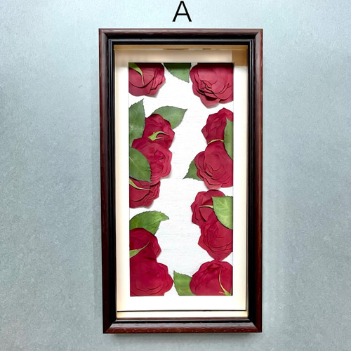 プロポーズのバラ花束 押し花額 3種／レクタングル プティ