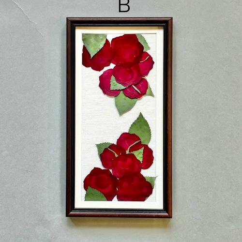 プロポーズのバラ12本花束 押し花額 3種／レクタングル プティ