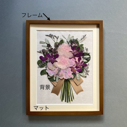 プロポーズのバラ花束 押し花額 3種／レクタングル プティ