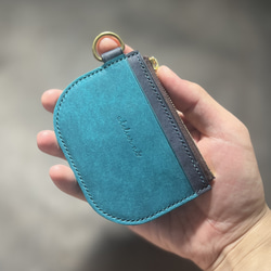 ミドルウォレット【ダークブラウン×ターコイズ】二つ折り財布 マルゴー