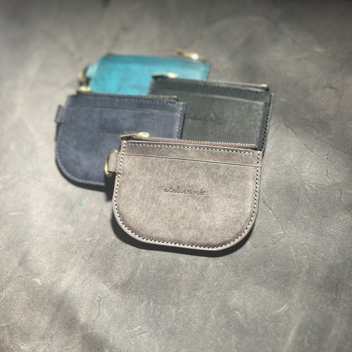 小さなフラグメントケース【ターコイズ×ネイビー】ミニ財布 イタリアン