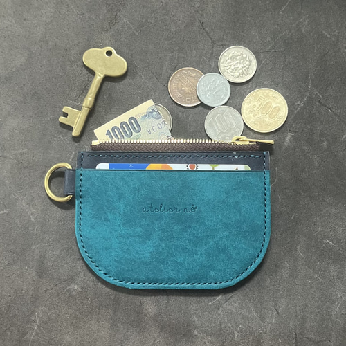 小さなフラグメントケース【ターコイズ×ネイビー】ミニ財布 イタリアン