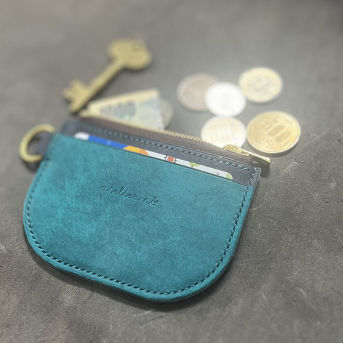 小さなフラグメントケース【ターコイズ×ネイビー】ミニ財布 イタリアン