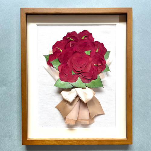 プロポーズのバラ12本花束 押し花額／レクタングル モヮイヤンヌ