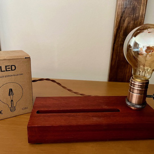 エジソンランプスタンド 携帯電話やショップカードも アンティーク