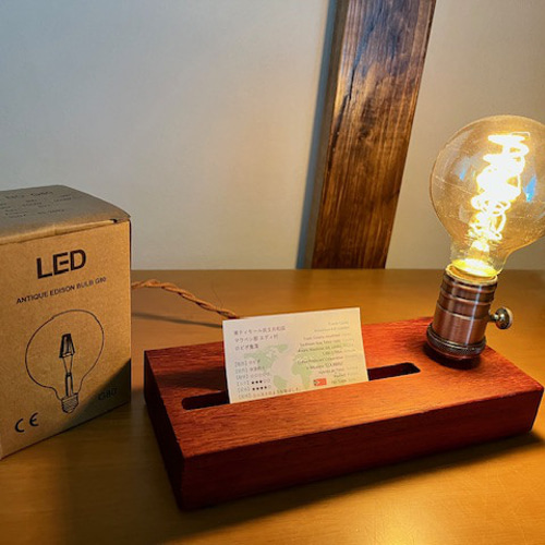 エジソンランプスタンド 携帯電話やショップカードも アンティーク