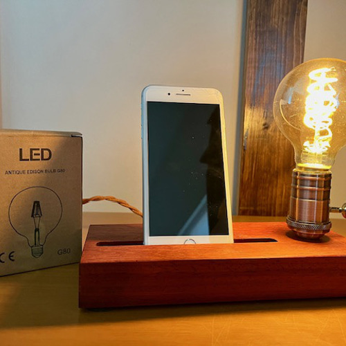 エジソンランプスタンド 携帯電話やショップカードも アンティーク