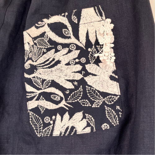 ミナペルホネン　刺繍入り黒ペチパンツ ミナペルホネン刺繍入り黒ペチパンツ