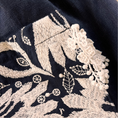 ミナペルホネン　刺繍入り黒ペチパンツ ミナペルホネン刺繍入り黒ペチパンツ
