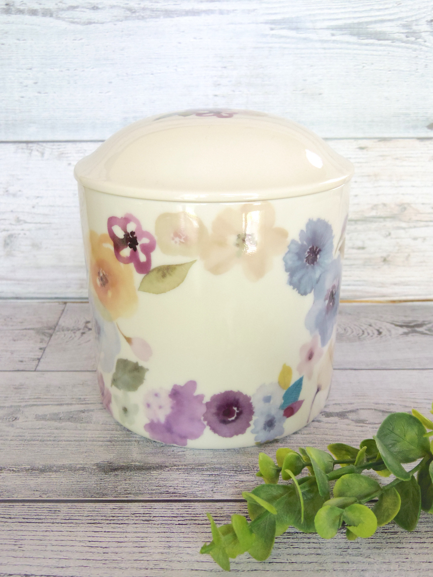 メモリアルポット （4寸）花柄　名入れ　ポーセラーツ　骨壺　ペット用　小型犬