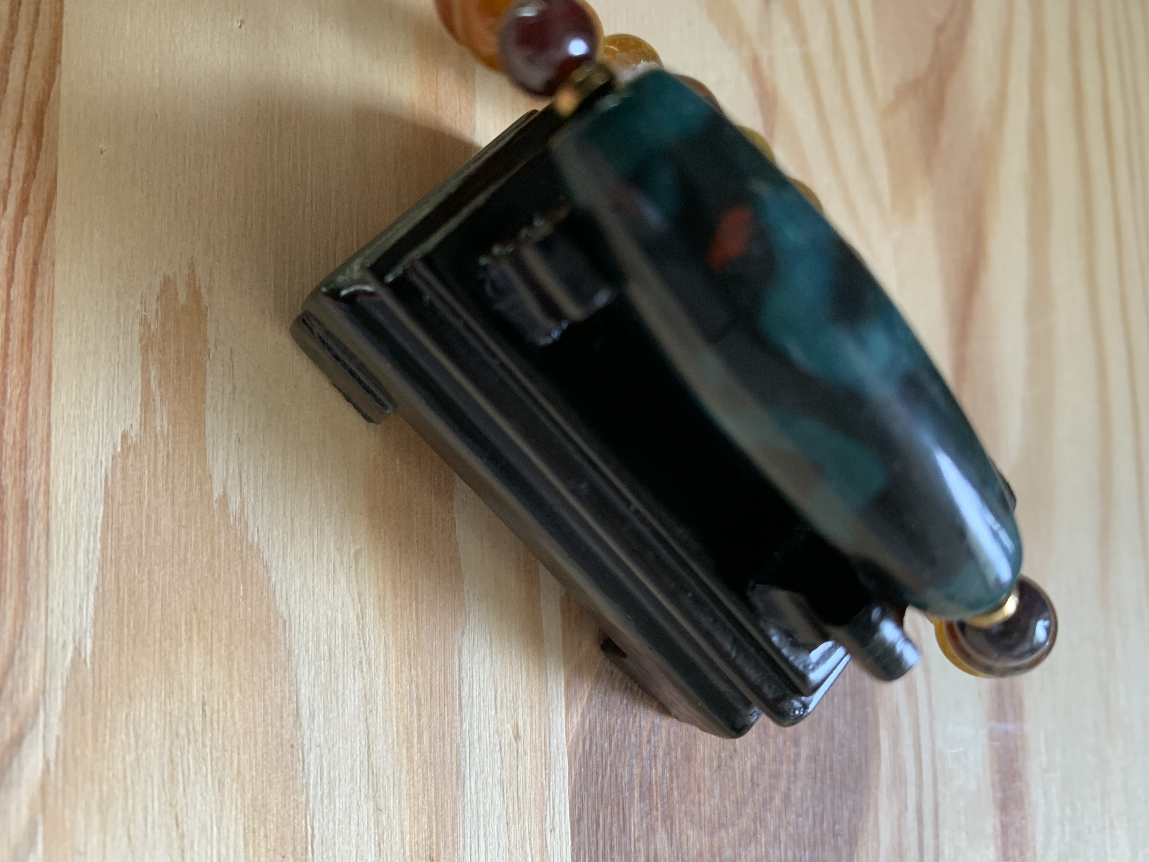 朱砂入り 水蓮花天珠とスタールビー 龍紋瑪瑙の ブレスレット