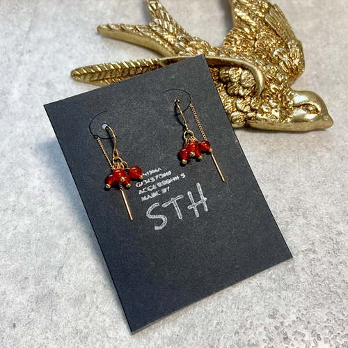 カーネリアンアゲート ドゥルージー ピアス カーネリアンアゲート ドゥルージー ピアス 天然石 カーネリアン