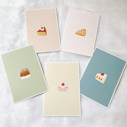 ケーキ　5枚セット　ポストカード　かわいい　おしゃれ　シンプル　女子　女性　スイーツ　文房具 3枚目の画像