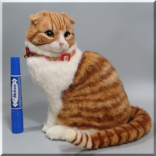 羊毛フェルト　猫(スコティッシュフォールド) 羊毛フェルト ハンドメイド スコティッシュフォールドちゃん 猫