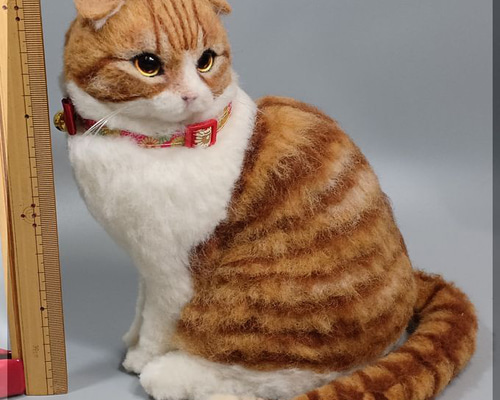 羊毛フェルト 猫 スコティッシュフォールド ねこ ネコ 猫フィギュア