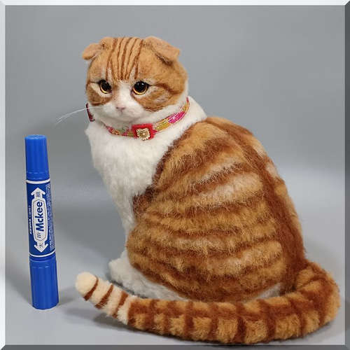 羊毛フェルト スコティッシュフォールド　猫　子猫　ハンドメイド スコティッシュフォールド ねこ 子猫 彡茶* | iichi 日々の