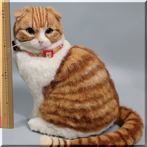 羊毛フェルト 猫 スコティッシュフォールド ねこ ネコ 猫