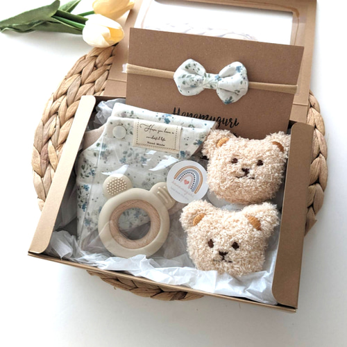 ⚘‪ 出産祝い 4点セット Blommor 花もくもくスタイ リバーシブル‬