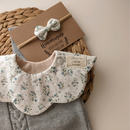 ⚘‪ 出産祝い 4点セット Blommor 花もくもくスタイ リバーシブル‬