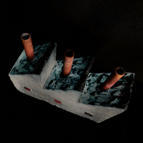 ガラス作家　佐伯泰典作　「夢工場　夜の天蓋」お香立て 342f642fd0f56faa521698d7aa0a54