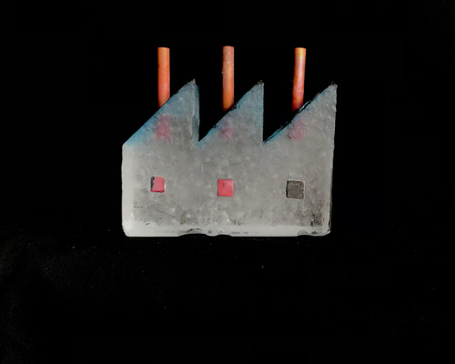 ガラス作家　佐伯泰典作　「夢工場　夜の天蓋」お香立て 342f642fd0f56faa521698d7aa0a54