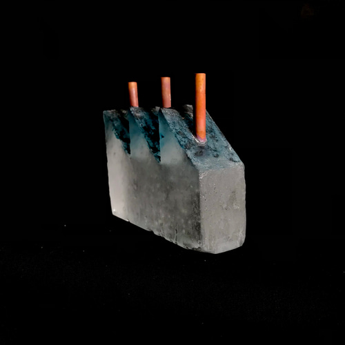 ガラス作家 佐伯泰典作 「夢工場 夜の天蓋」お香立て 立体