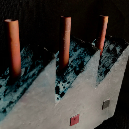 ガラス作家　佐伯泰典作　「夢工場　夜の天蓋」お香立て 342f642fd0f56faa521698d7aa0a54