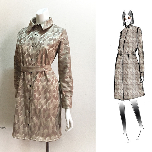 1点もの・デザイン画付き】イタリア製ジャガード生地シャツ型  