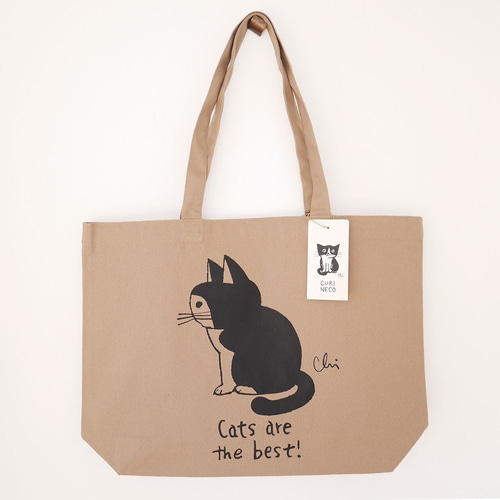 トートバッグ[おかっぱ猫・おすわり] W カラー トートバッグ