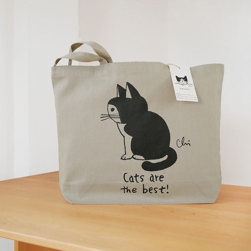 トートバッグ[おかっぱ猫・おすわり] W カラー トートバッグ