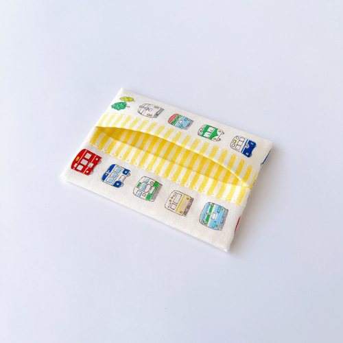 電車／イエロー 》ポケットティッシュケース 子供用 小さめ 乗り物