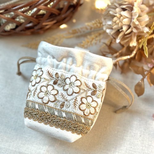 インド刺繍リボン・ミニポーチ(S)♡handmade【318】 - メルカリ