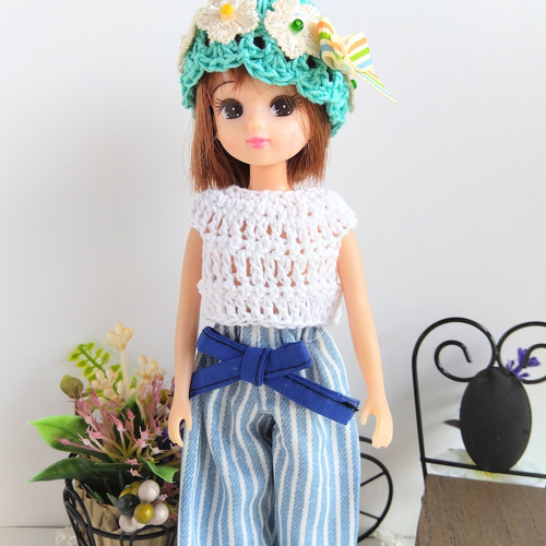 リカちゃんキャッスル 帽子 エメラルドグリーン ターコイズ リカちゃん りかちゃん用夏のメッシュ帽子 エメラルドグリーン