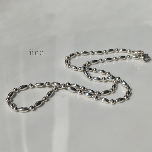 【silver930】ミックスボールチェーンネックレス*日常からフォーマルまで* 5枚目の画像