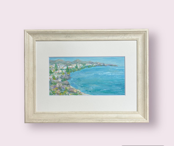 青い地中海②(油絵、風景画、スペイン、額付き) 絵画 アトリエま