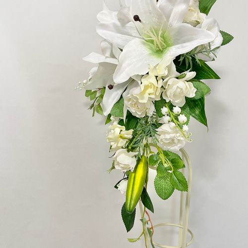 アーティフィシャルフラワー　ブーケ&ブートニア ユリ カサブランカ 結婚式 カサブランカリリーのウェディングブーケ アーティフィシャル