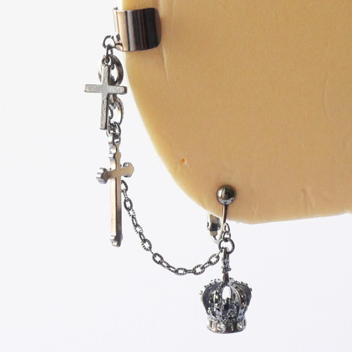 イヤーカフ チェーン クロス クラウン イヤリング ゴスロリ 王冠