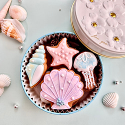 お誕生日やお礼ギフトに♡貝殻アイシングクッキー缶 1枚目の画像