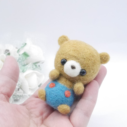 お気に入り ✽確認用✽】レトロブルーのくまさん✽羊毛フェルト 可愛らしく 羊毛フェルト