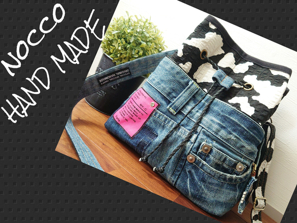 No.467【DENIM✖️牛柄 あおりDENIMpocket❇️SholderBAG】デニム