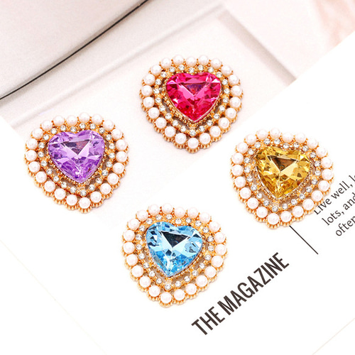 M13342-11 6個 ビジューパーツ ハートビジューセンターパーツ貼付け