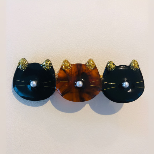 ぐでねこチャンヘアクリップ春×ミケ猫 猫ちゃんヘアクリップ