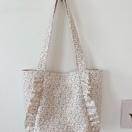 仕切付フリルトート 花柄トート マザーズバッグ 通勤バッグ トート