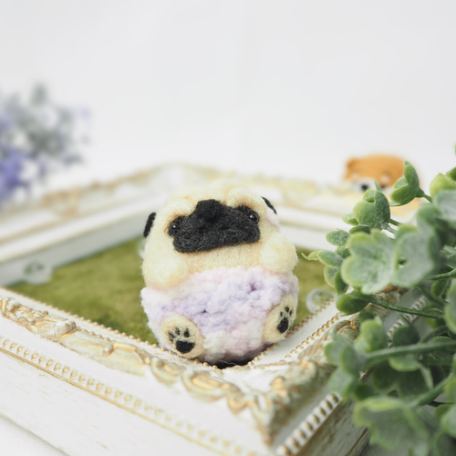 羊毛フェルトパグちゃんケーキ 仲良しパグちゃん ケーキ大好き㉚ | 羊毛フェルトパグとHANAの店