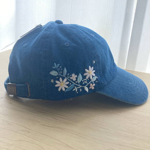 花刺繍のデニムキャップ キャップ tikutiku_tamago 通販 17799019